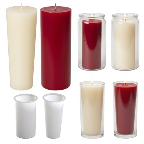 ESEENS 2 Pack 3 * 6 Inch Votive Candle Mold - Cylinder Candle Silicone 3D Molds for Pray, Peony & Home Decor - Resin Casting & Soap Making Molds - Image 1