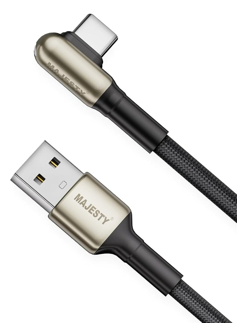 ماجيستي كابل شاحن USB-A إلى USB-C سلك شحن سريع مضفر زاوية قائمة 45 واط (15V/3A) مصنوع من خليط الزنك عالي الجودة متوافق مع سامسونج، ماك بوك برو، نينتندو سويتش وأكثر (1.2 متر) - Image 1