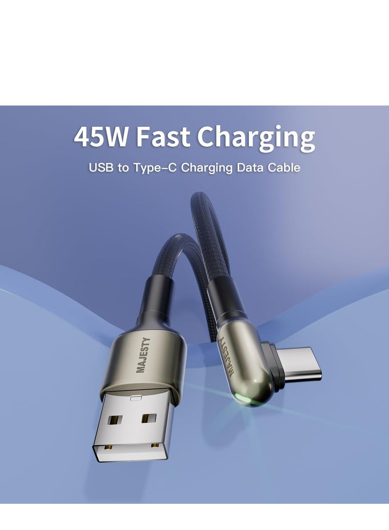 ماجيستي كابل شاحن USB-A إلى USB-C سلك شحن سريع مضفر زاوية قائمة 45 واط (15V/3A) مصنوع من خليط الزنك عالي الجودة متوافق مع سامسونج، ماك بوك برو، نينتندو سويتش وأكثر (1.2 متر) - Image 3