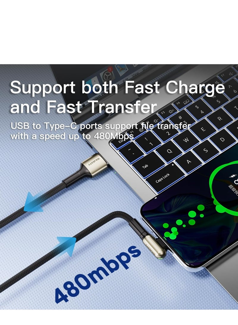 ماجيستي كابل شاحن USB-A إلى USB-C سلك شحن سريع مضفر زاوية قائمة 45 واط (15V/3A) مصنوع من خليط الزنك عالي الجودة متوافق مع سامسونج، ماك بوك برو، نينتندو سويتش وأكثر (1.2 متر) - Image 4