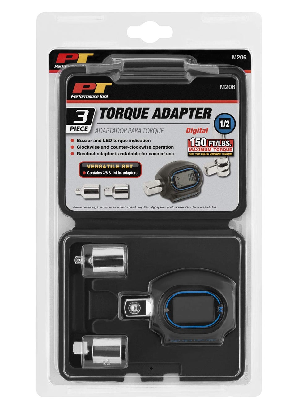 Performance Tool Performance Tool M206 Digital Torque Adapter (1/2'' Drive & includes adapters for 3/8'' and 1/4'')  - Image 3