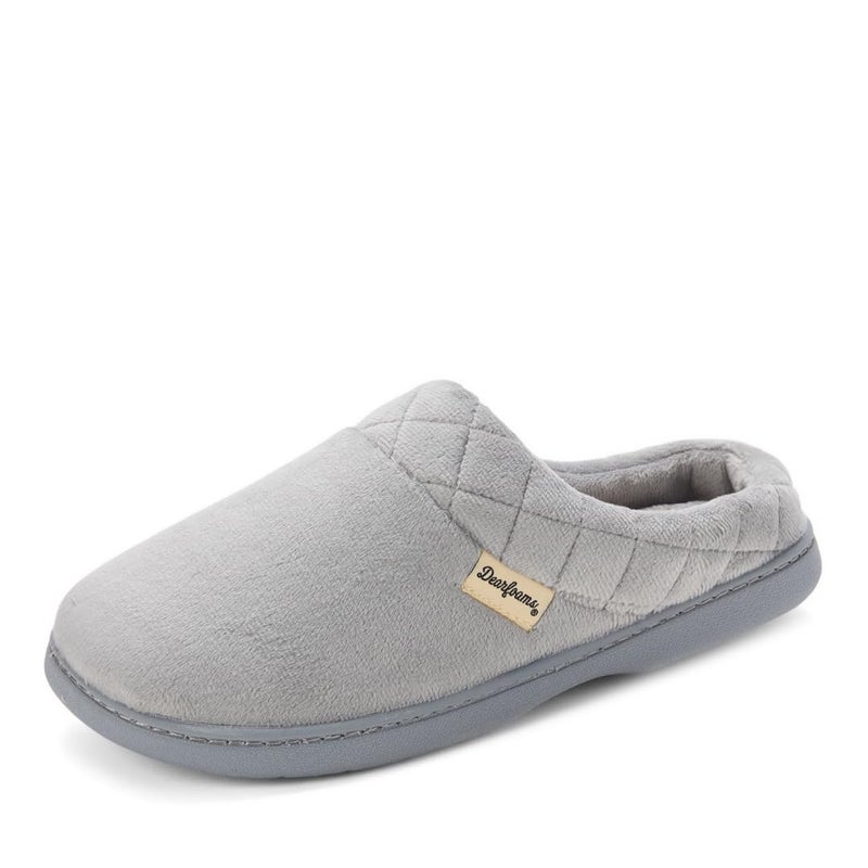 Dearfoams Women's Darcy Velour Clog with Quilted Cuff, Sleet, L - Image 5