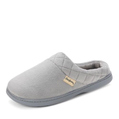 Dearfoams Women's Darcy Velour Clog with Quilted Cuff, Sleet, L - Image 1