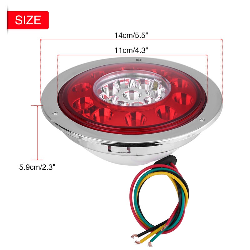 Pair of 4.3 Inch Round 19 LED Truck Trailer Brake Stop Turn Tail  Light Chrome Ring Dual Color - Image 3