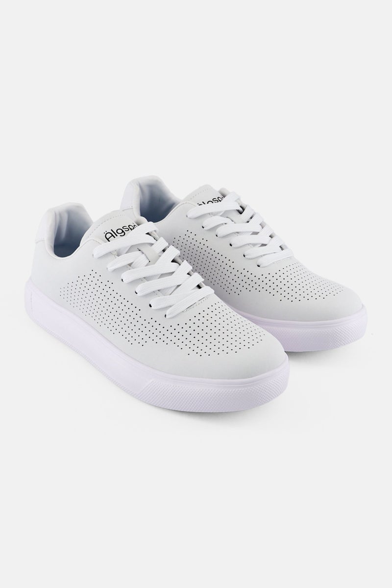 Algspar Men Lace Up Casual Shoes, White - Image 1