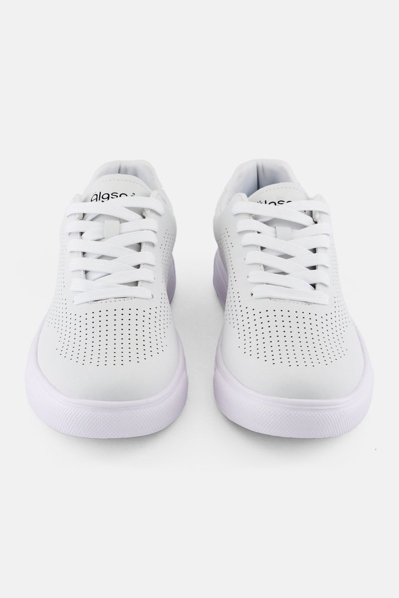 Algspar Men Lace Up Casual Shoes, White - Image 4