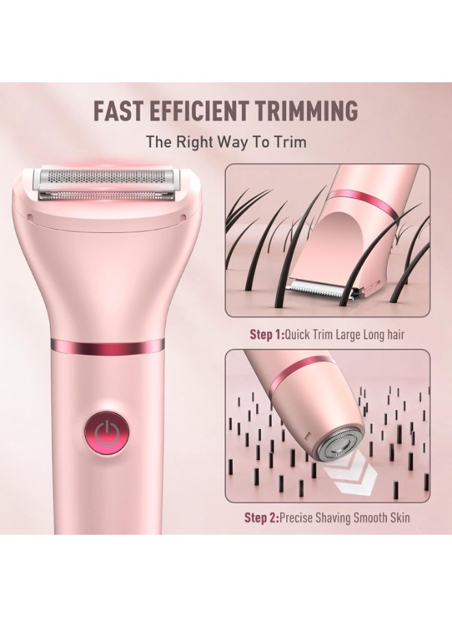 Fureul 3-in-1 Electric Shaver & Hair Trimmer for Women, Gentle on Sensitive Areas, IPX7 Waterproof Cordless Grooming Kit with LED Display, for Body, Face, Underarms & Legs (Pink) - Image 3