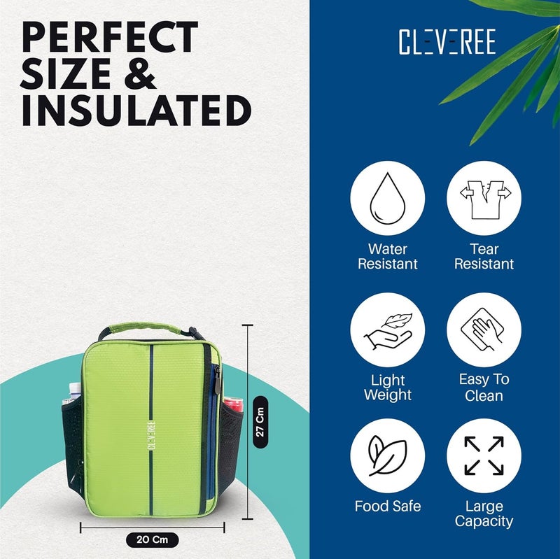 CLEVEREE Lunch Bag for adults teens children and kids for work and school (Lime Green) - Image 4