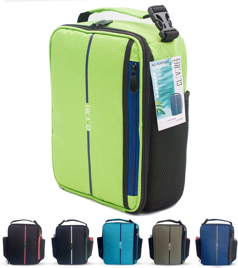 CLEVEREE Lunch Bag for adults teens children and kids for work and school (Lime Green) - Image 1
