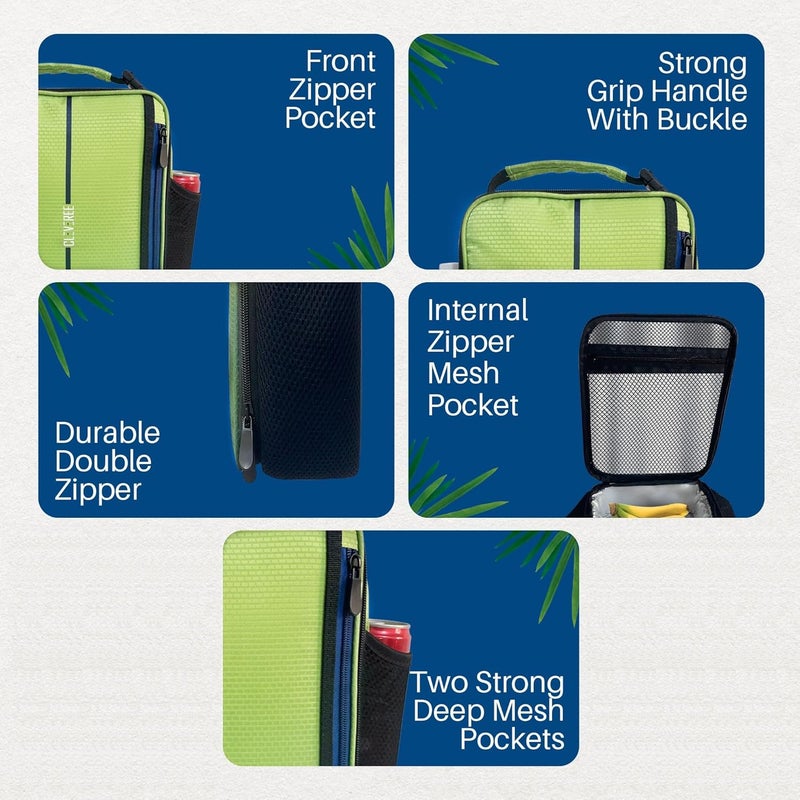 CLEVEREE Lunch Bag for adults teens children and kids for work and school (Lime Green) - Image 5