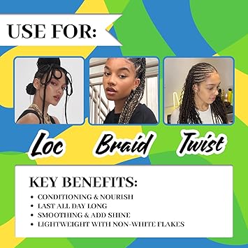 immetee Braiding Gel Twist and Lock Gel All Day Hold Edge Control Gel for Afro Hair Frizz Control Hair Gel with Brush 200g Green - Image 4