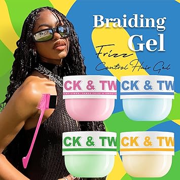 immetee Braiding Gel Twist and Lock Gel All Day Hold Edge Control Gel for Afro Hair Frizz Control Hair Gel with Brush 200g Green - Image 2
