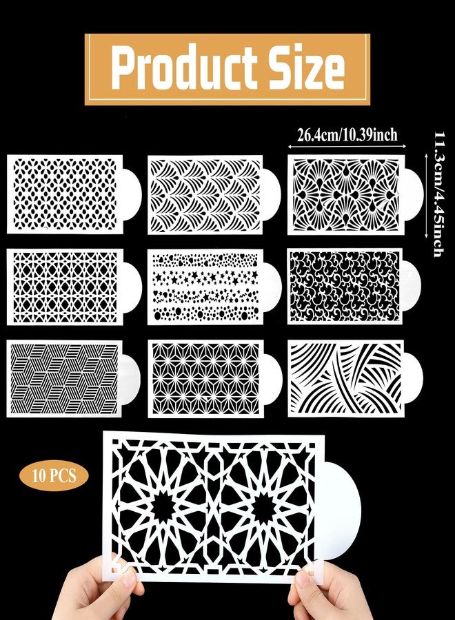 Zyghjort 10 Psc Cake Stencils Mesh Floral Stencils for Cakes Decorating Supplies, Cake Stencil for Buttercream DIY Side Baking Stencil Reusable Templates for Fondant Cookie Wedding - Image 2