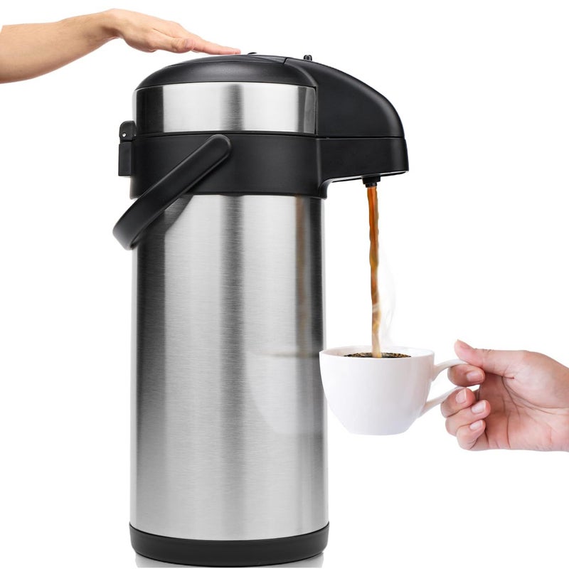 VONDIOR Airpot Coffee Dispenser with Pump - 169 Oz Insulated Stainless Steel Coffee Carafe - Thermal Beverage Dispenser - Coffee Urn for Hot/Cold Water, Party Chocolate Drinks - Image 1