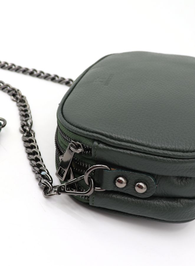 Effetty Women's Leather Crossbody Green Handbag with Chain | Luxury Leather Messenger Handbag - Image 3