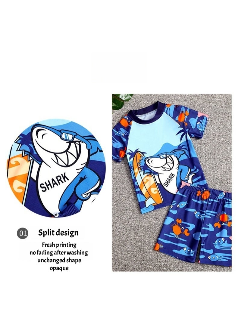 بينكساما ملابس السباحة 3 قطعة للأطفال,ملابس السباحة ذات الأكمام الطويل مع قبعات حماية الشمس للأولاد,ملابس السباحة التنفسية التي تنفس الرطوبة,ملابس السباحة للتجفيف السريع للتزلج على الشاطئ الغوص السباحة - Image 2