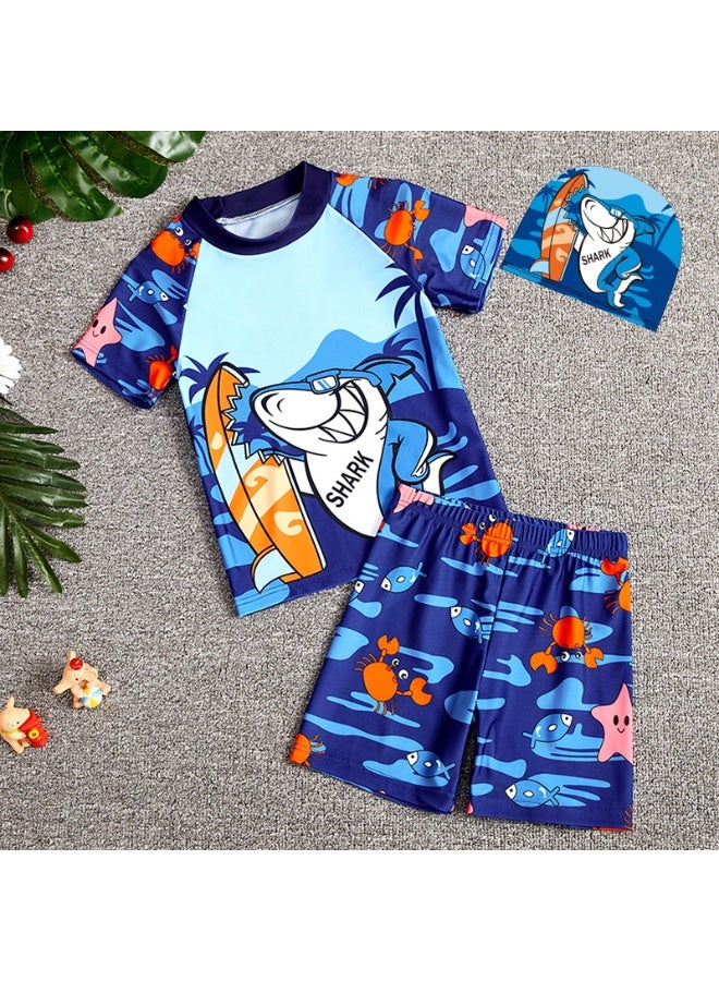 بينكساما ملابس السباحة 3 قطعة للأطفال,ملابس السباحة ذات الأكمام الطويل مع قبعات حماية الشمس للأولاد,ملابس السباحة التنفسية التي تنفس الرطوبة,ملابس السباحة للتجفيف السريع للتزلج على الشاطئ الغوص السباحة - Image 1