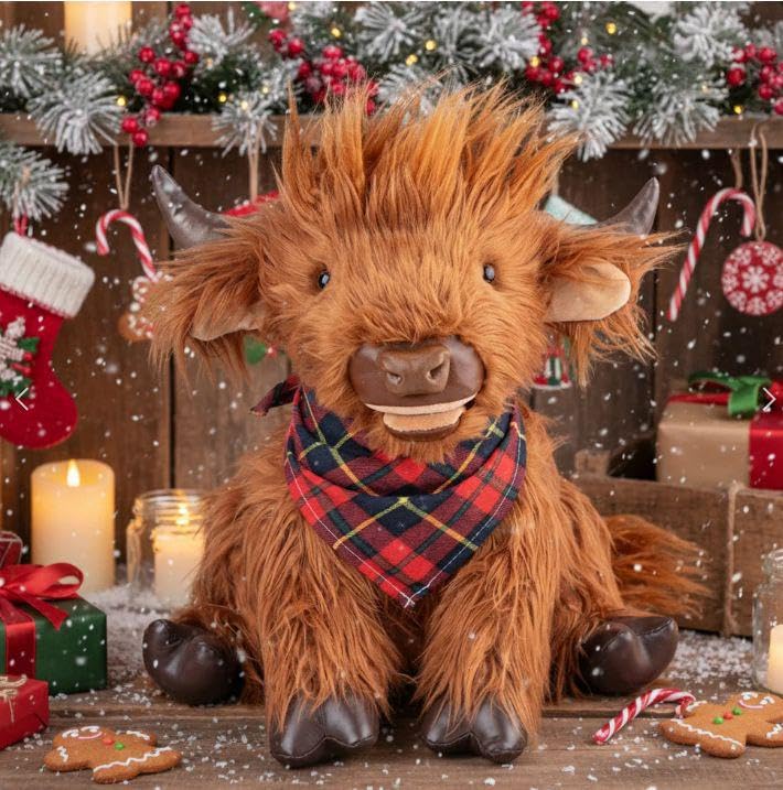Chongker Highland Cow Stuffed Animals Plushie 18 Weighted Cattle Plush Toys for Decoration Companion Dressing Plushie Cuddle Pillow Decor Stuffed Cow Gifts - Image 1