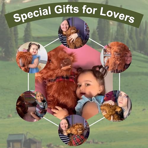 Chongker Highland Cow Stuffed Animals Plushie 18 Weighted Cattle Plush Toys for Decoration Companion Dressing Plushie Cuddle Pillow Decor Stuffed Cow Gifts - Image 4