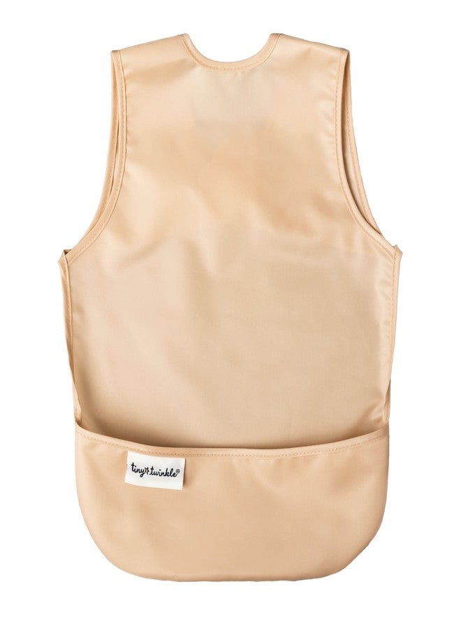 Tiny Twinkle Mess-Proof Apron Toddler Bibs w/Tug-Proof Closure, Baby Food Bibs, 2 Pack, Sand, Cinnamon, 6-24M - Image 4