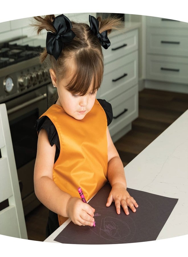 Tiny Twinkle Mess-Proof Apron Toddler Bibs w/Tug-Proof Closure, Baby Food Bibs, 2 Pack, Sand, Cinnamon, 6-24M - Image 2