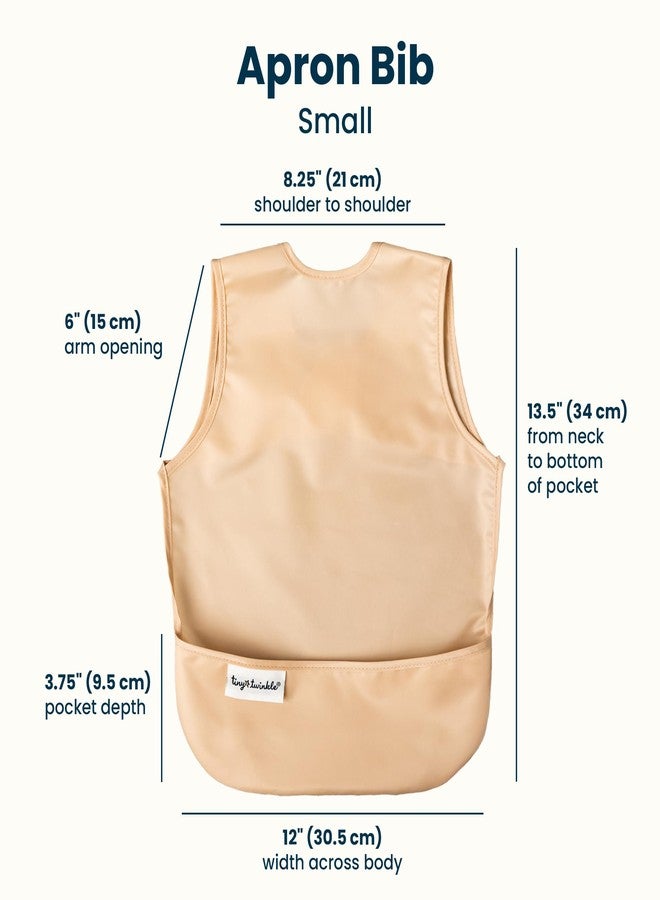 Tiny Twinkle Mess-Proof Apron Toddler Bibs w/Tug-Proof Closure, Baby Food Bibs, 2 Pack, Sand, Cinnamon, 6-24M - Image 3
