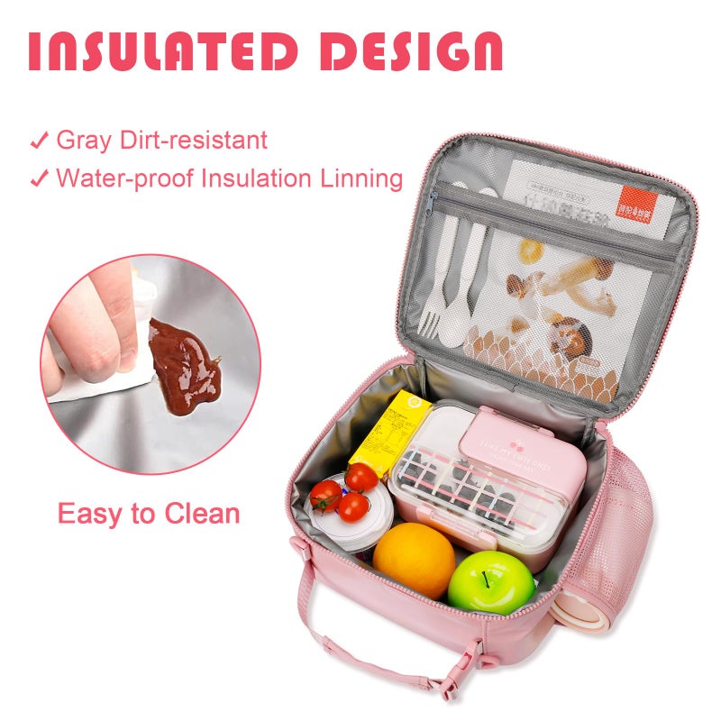 CLOUDWINGS Kids Initial Lunch Bag, Reusable Insulated Lunch Box for Girls Toddlers, Back to School Gift, Leak-proof Cooler Bag for School Daycare Travel Picnic, Pink-A - Image 5