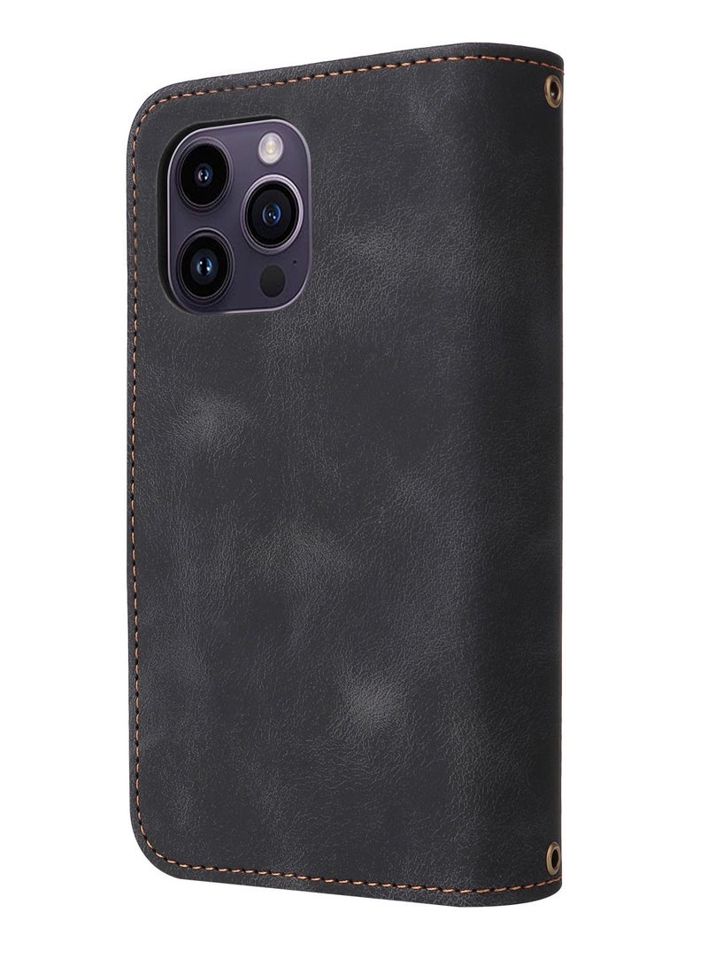 Suteni Flip Cover Leather Protective Hidden Card Slots Phone Case for iPhone - Image 2