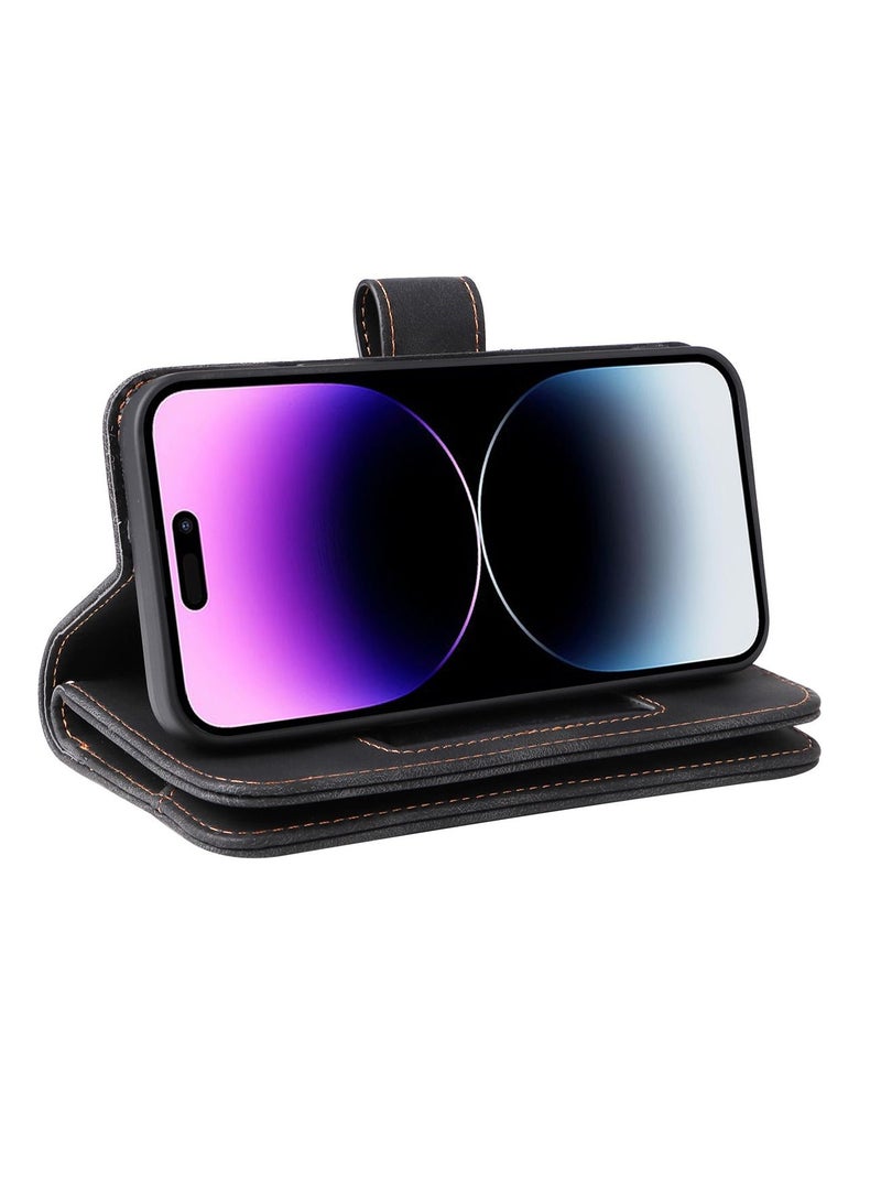 Suteni Flip Cover Leather Protective Hidden Card Slots Phone Case for iPhone - Image 4