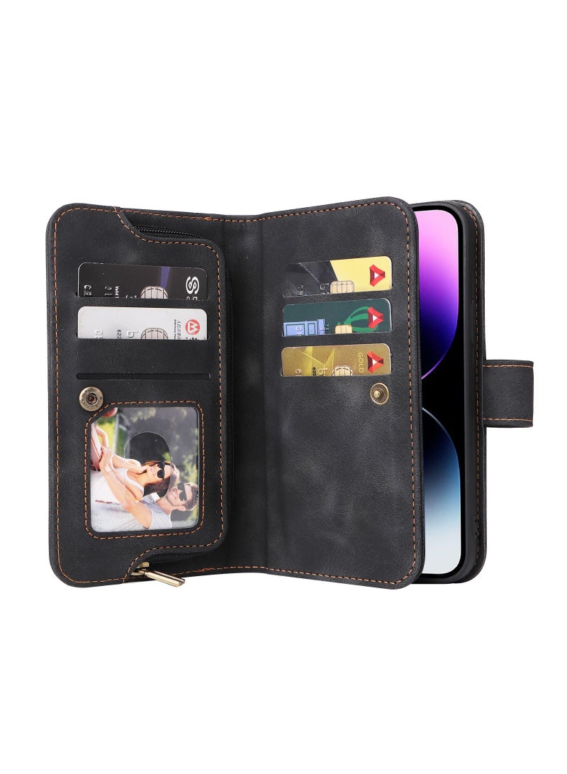 Suteni Flip Cover Leather Protective Hidden Card Slots Phone Case for iPhone - Image 3