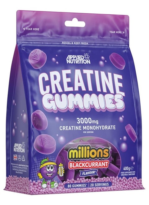 Applied Nutrition Creatine Gummies 3000mg 80 Chewable Vegan Gummies Millions Blackcurrant  Flavor