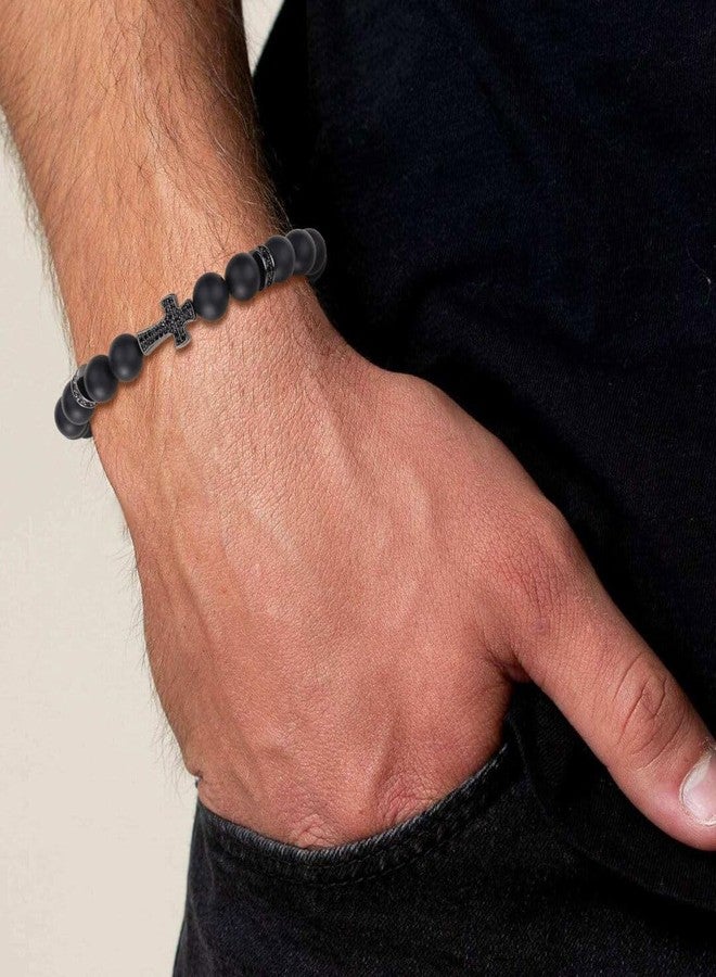 كواي سوار من خرز العقيق الأسود من COAI، سوار صليب صلاة يسوع للرجال والنساء، مقاس صغير - Image 3