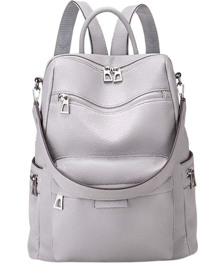 TrueArch Leather Backpack for Women Elegant Backpack Purse Ladies Leather Shoulder Fitting Backpacks (GreyLG) - Image 2