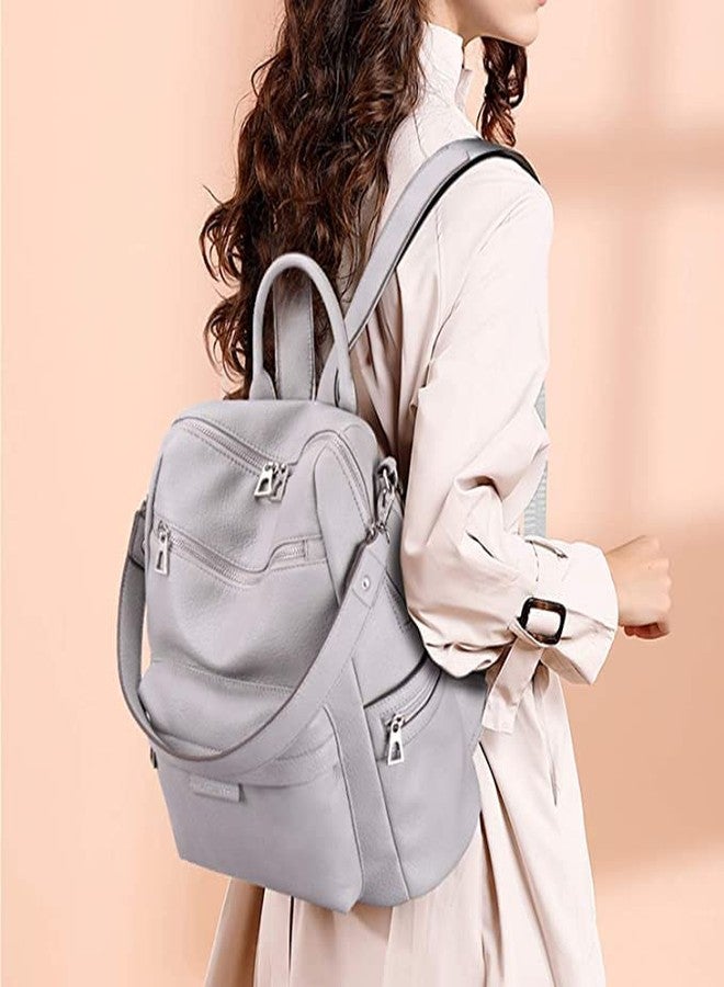 TrueArch Leather Backpack for Women Elegant Backpack Purse Ladies Leather Shoulder Fitting Backpacks (GreyLG) - Image 3