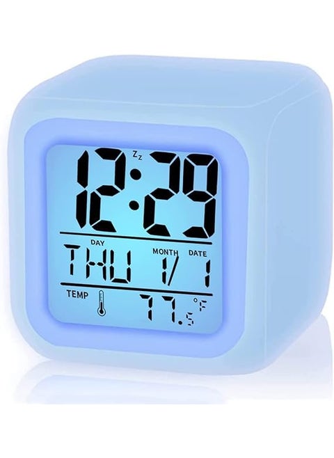 Kids Alarm Clock Kids Night Light Alarm Clock with 7 Colour Changing Light Digital Alarm Clock for Kids Touch Control Easy to Set Gift Clock