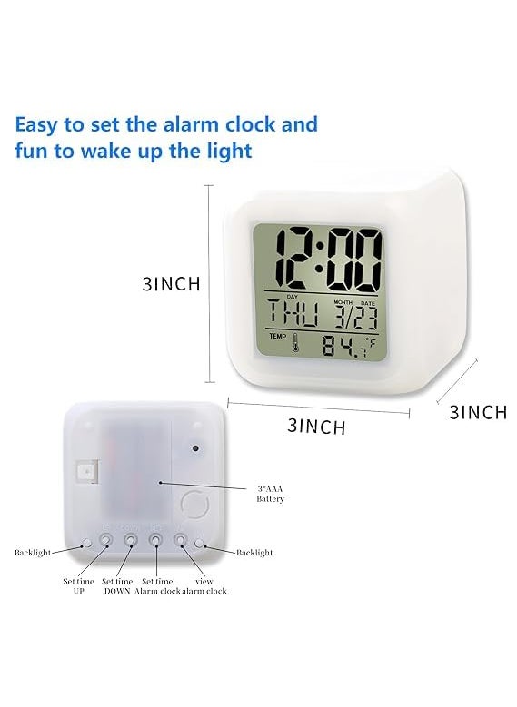 Generic - Kids Alarm Clock Kids Night Light Alarm Clock with 7 Colour Changing Light Digital Alarm Clock for Kids Touch Control Easy to Set Gift Clock - Image 1