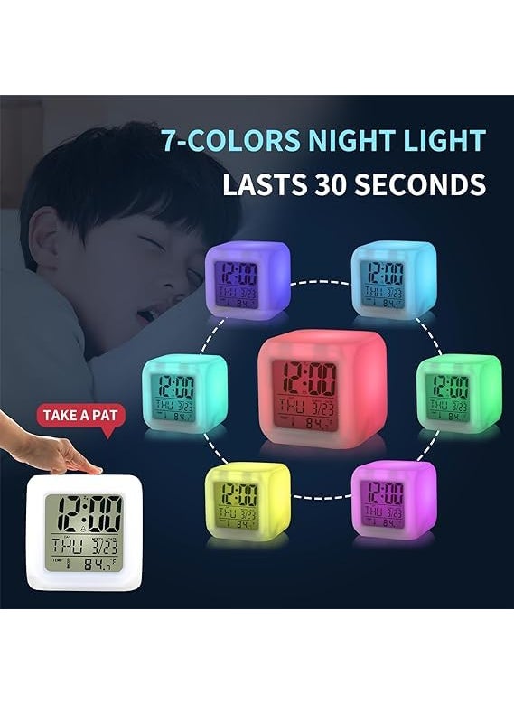 Generic - Kids Alarm Clock Kids Night Light Alarm Clock with 7 Colour Changing Light Digital Alarm Clock for Kids Touch Control Easy to Set Gift Clock - Image 1