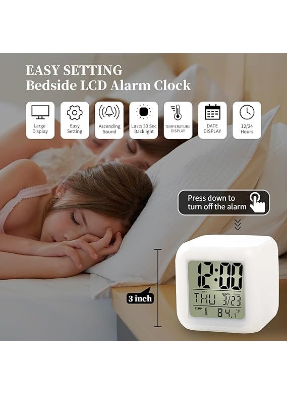 Generic - Kids Alarm Clock Kids Night Light Alarm Clock with 7 Colour Changing Light Digital Alarm Clock for Kids Touch Control Easy to Set Gift Clock - Image 1