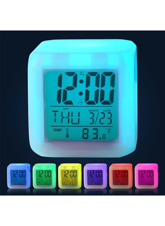 Generic - Kids Alarm Clock Kids Night Light Alarm Clock with 7 Colour Changing Light Digital Alarm Clock for Kids Touch Control Easy to Set Gift Clock - Image 1