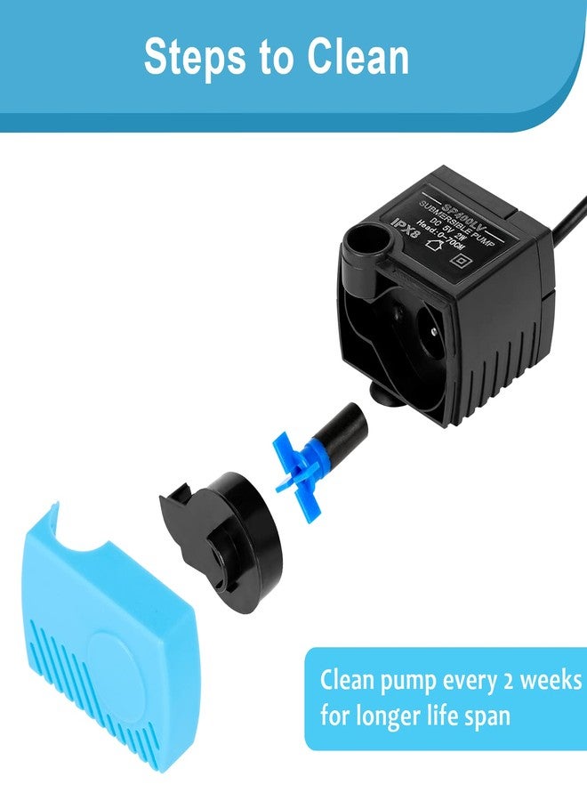 VinDox Replacement Pump for Pet Drinking Fountains - SP-400LV USB Replacement Pump with Adaptor-Compatible with Butterfly, Ceramic, Stainless Steel and 360 Dog & Cat Water Dispensers - Image 3
