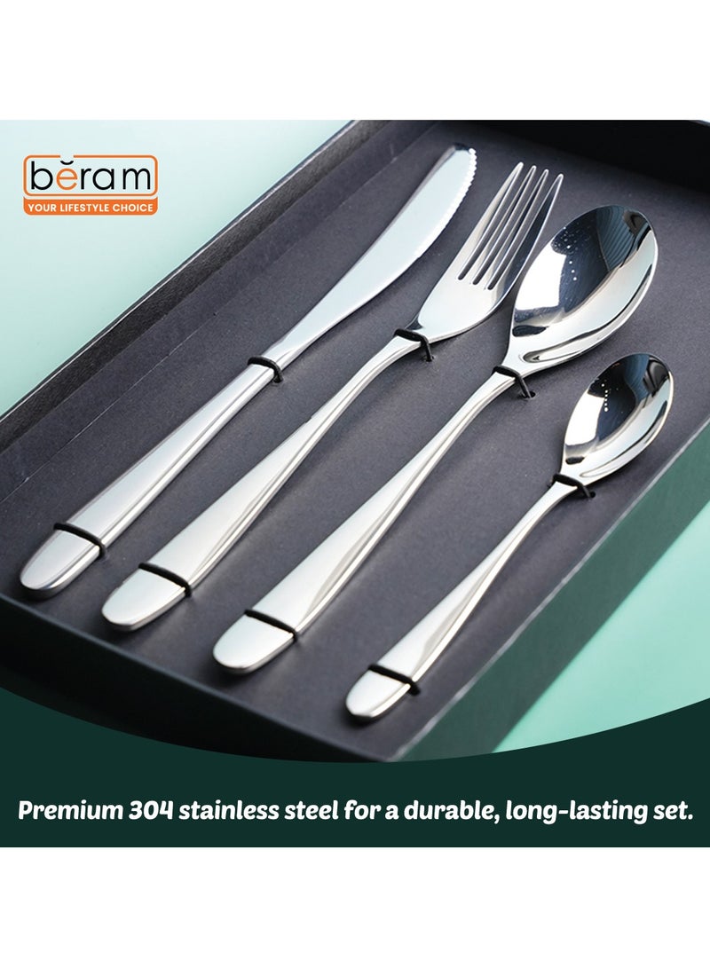 بيرام اتجاه الطاولة باللون الفضي، مجموعة أدوات مائدة أنيقة من الفولاذ المقاوم للصدأ، مجموعة أدوات مطبخ بدرجة 18/10، مجموعة أدوات مائدة للمنزل والمطاعم والمزيد - Image 5