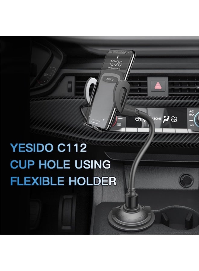 Yesido C112 Flexible Arm 360 Degree Rotation Car Cup Holder Mobile Phone Bracket with Air Vent Clip - Image 2