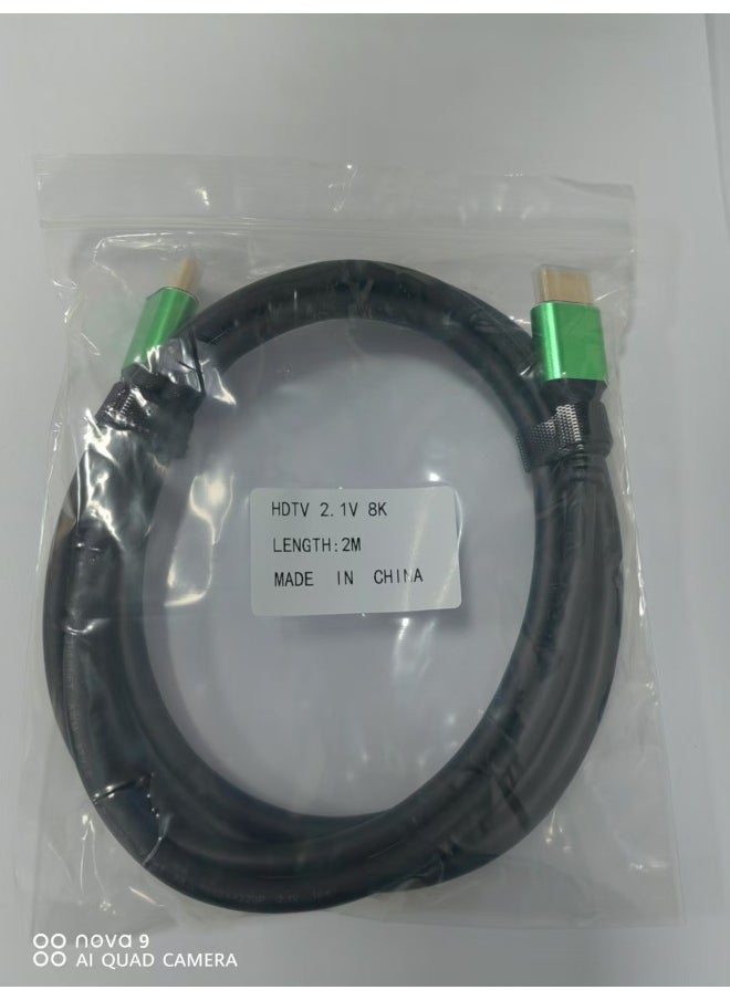 ماركة غير محددة كابل خط HDMI8K عالي الدقة 2.1 لشاشة التلفزيون والكمبيوتر وجهاز العرض وصندوق الاستقبال بالجملة - اللون: HDMI2.1 [فائق الدقة 8K] ألعاب رياضية إلكترونية نسخة من سبائك الألومنيوم وحقيبة صدفية خضراء - طول الخط: 1 متر  - Image 1