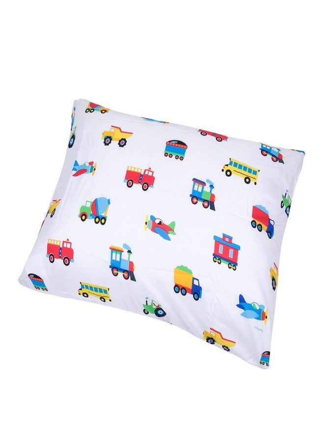 Wildkin Toddler Sheet Set - Soft Microfiber, Fitted & Top Sheet, Pillowcase - Trains, Planes, and Trucks - Image 4