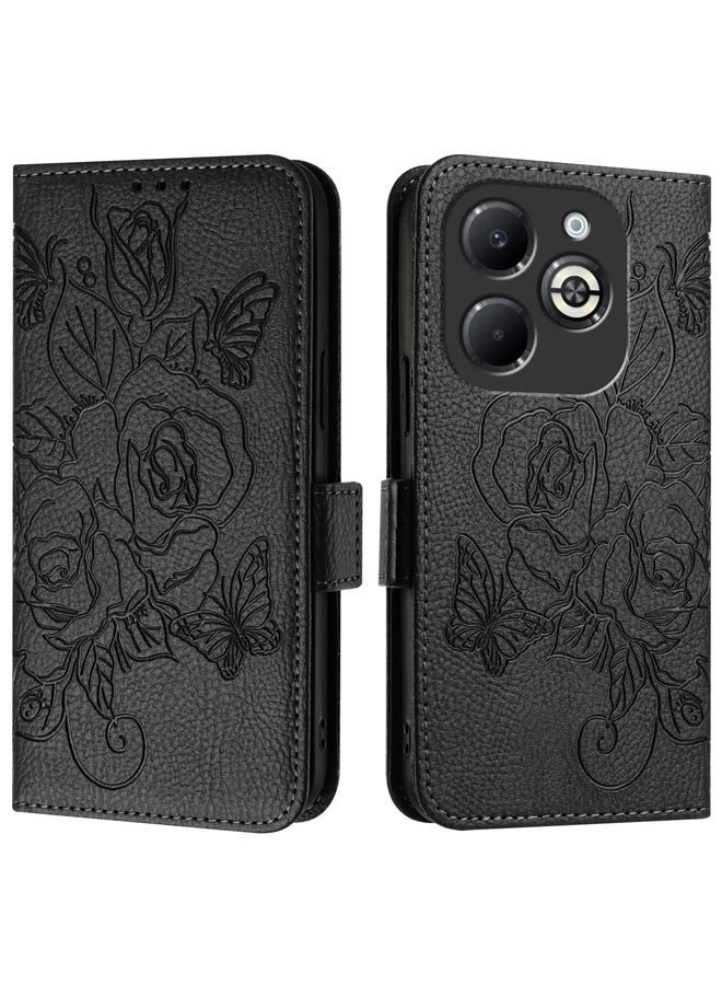 Zaboon Case For Infinix Smart 8 Plus / 8 Pro / T8 Plus Embossed Rose RFID Anti-theft Leather Phone Case - Image 2
