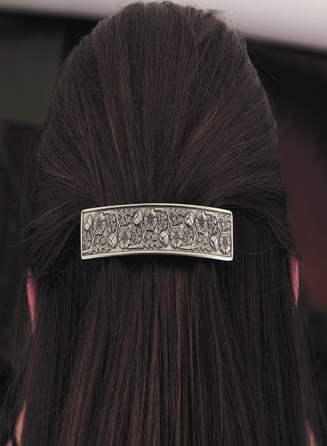 Danforth Wild Rose Hair Barrette - Handcrafted Pewter Hair Barrettes For Women - Thick Hair Clips For Women - ¾” x 3 ½”, Made In USA - Image 4
