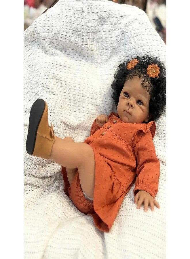 Anano Realistic Black Reborn Baby Doll Silicone Full Body Black Girl - Biracial African American Reborn Doll Toddler Silicone Babies with Curly Hair, Perfect for Collectors, Gifts & Imaginative Play - Image 5