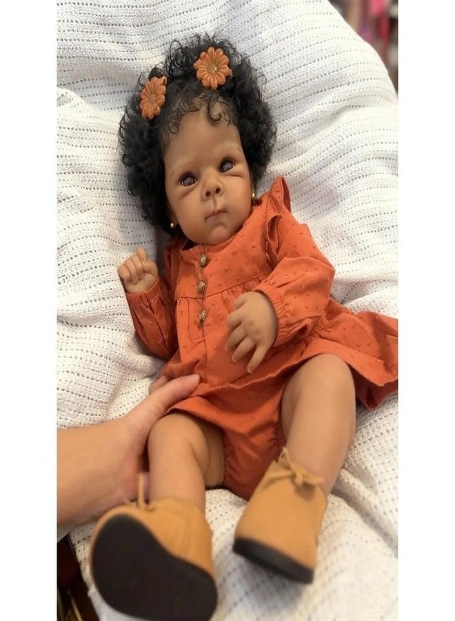 Anano Realistic Black Reborn Baby Doll Silicone Full Body Black Girl - Biracial African American Reborn Doll Toddler Silicone Babies with Curly Hair, Perfect for Collectors, Gifts & Imaginative Play - Image 2