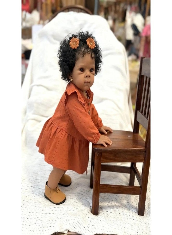 Anano Realistic Black Reborn Baby Doll Silicone Full Body Black Girl - Biracial African American Reborn Doll Toddler Silicone Babies with Curly Hair, Perfect for Collectors, Gifts & Imaginative Play - Image 1