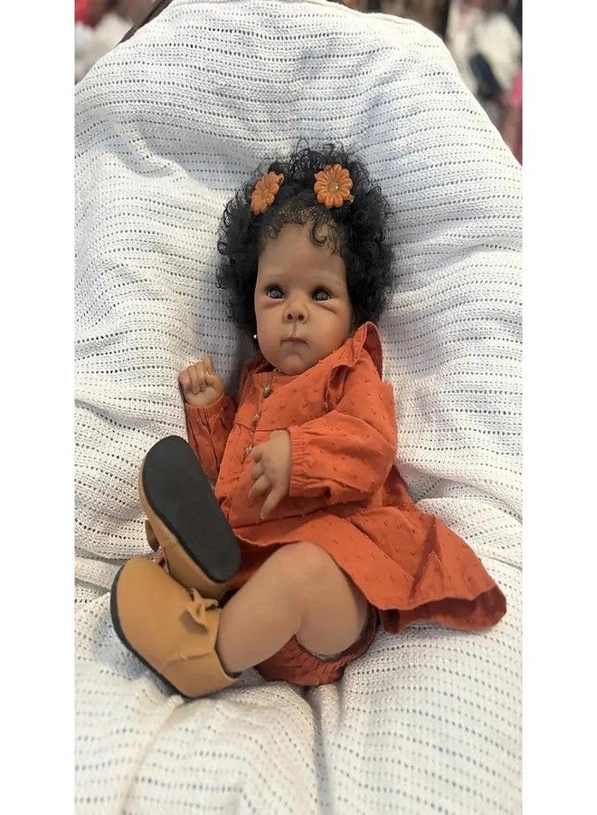 Anano Realistic Black Reborn Baby Doll Silicone Full Body Black Girl - Biracial African American Reborn Doll Toddler Silicone Babies with Curly Hair, Perfect for Collectors, Gifts & Imaginative Play - Image 4